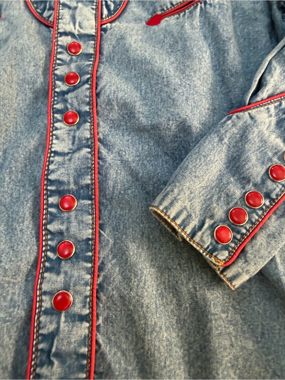 EUC TRU-WEST ROCKMOUNT RANCH WEAR GIRLS DENIM SNAP WESTERN BUTTON DOWN SHIRT - Picture 3 of 7